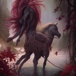 ::Beautiful Centaur.Creature of a combination of a man and a horsehalf horse and half human::Arrived into Acheron River:: insanely detailed and intricate, colourful, abstract,fantasy,hyperrealism, delicate, high definition, detailed, complex, triadic vibrant colour, by Tom Bagshaw, Asher Brown Durand, Anna Dittmann, Dan Mumford, Magali Villeneuve,Christoper Lovell,