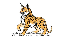 a lynx in a royal lion position like on flags or crests, vector