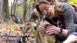 panicked lady hits deer now must revive using CPR or Mouth to Mouth