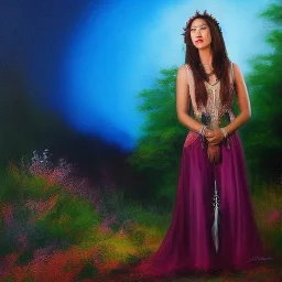 dreamcatcher Full body portrait, painting, medium shot lady