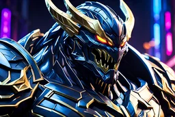 Galio venom in 8k solo leveling shadow artstyle, Golem them, close picture, neon lights, intricate details, highly detailed, high details, detailed portrait, masterpiece,ultra detailed, ultra quality