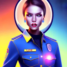 smile lady cop top in spaceship