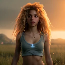 Shakira, artist, Realistic image, waist up portrait. perfect eyes, glow, circle iris. concept art, smooth, unreal engine 5, god lights, ray tracing, RTX, lumen lighting, ultra detail, volumetric lighting, 3d, finely drawn, high definition, 4k.