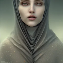 close up portrait of fog as woman in hijab, fine detail, highly intricate, modern surrealism painting, defined cracks and breaks, high-quality, volumetric lighting, 8k, ultrahd, George Grie, Marco Escobedo, Igor Morski,Brian Froud, Howard Lyon, Selina French,