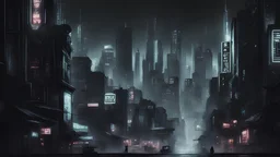 noir cyberpunk city neon, high real