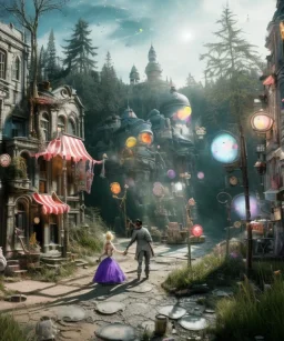 Ultra realistic wonderland photo, hot, happy couple, blonde Alice woman and purple cat smoking a pipe, blue dress, circus dress style, black headband with bow, old school body tattoo, smoke, marihuana garden, glow eyes, perfect iris, soft color, highly detailed, unreal engine 5, ray tracing, RTX, lumen lighting, ultra detail, volumetric lighting, high definition.