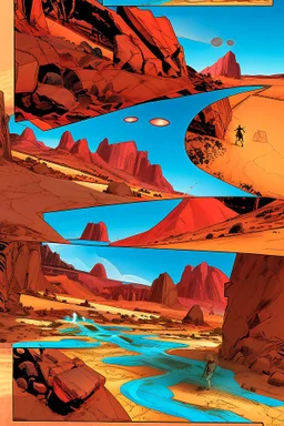 a red blooded desert valley landscape marvel comics style