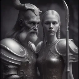 A viking boy and a girl, hr giger, scary, steam punk, realistic, made in octane, cinematic, ultra-realistic, extremely detailed octane rendering, 8K, VRAY Super Real ar 2:3, dof photorealistic futuristic 50mm lens hard lighting dark gray tintype photograph, realistic lighting, sepia color