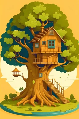 treehouse vector cartoony infographic