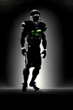 Silhouette of a football linebacker, photorealistic