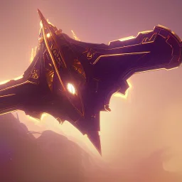 huge ornate spaceship made of brass flying through space