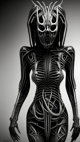 Woman twisted body like Giger style