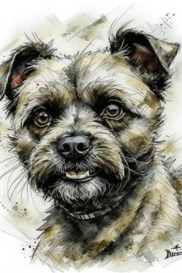 Watercolor Portrait of a border terrier in the style of Yoji Shinkawa, Guy Denning, Florian Nicolle, Willem haenraets.