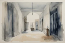 watercolour in the style of Vilhelm hammerschoi