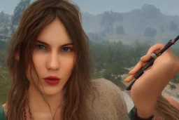 hippie girl smoking by alex ross in unreal engine