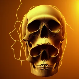 Human Skull, by Mahmoud Sai, Cartographic, Circuitry, Golden Hour, Closeup-View, 16k, Lumen Global Illumination, Diffraction Grading