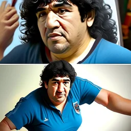 Create a highly realistic 3D scene. An detailed Realistic of Play Football Diego Maradona transforming her into a woman with the same specifications as the attached image. The method of transforming the painting in full detail. A comedic and funny touch. Ultra wide angle. Extremely realistic fine details. Highly realistic detailed display. Great full presentation and amazing drawing style. Transfer the full detailed drawing of the image at a wide and precise angle. Inspiri