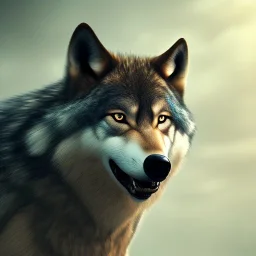 Anthropomorphic wolf, hyperrealism, 8K, masterpiece, expert, cinematic lighting, sharp focus