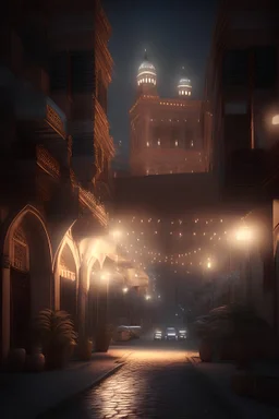 Sana'a with abeatiful lights,3d 8k