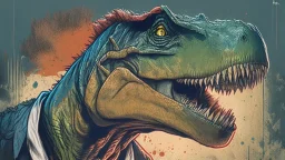 Dinosaur, T-rex, Comic style, portrait