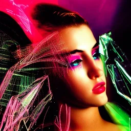 A 1990s or early 2000s magazine photoshoot. Neon, metallic, ethereal, angles. Extremely detailed, HD photography, high quality, stylized, dramatic, high contrast, high exposure grunge, film photography