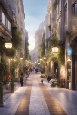 the design of a pedestrian street environment in the romantic, modern and fabulous style