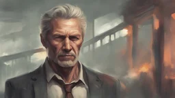 Very Old man Max Payne Clint Eastwood Nikolaj Coster-Waldau Stocholm city oil paiting by artgerm display style style dream, symptom, image artgerm display style punk anarchists
