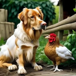 dog and chicken