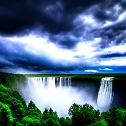 Epic cloud landscape, big waterfall, Ultra hd, 4k, Photography, hyperrealistic