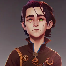 Portrait of a handsome brown haired little warlock kid by Nick Harris