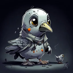 chibi 2d art man horror pigeon