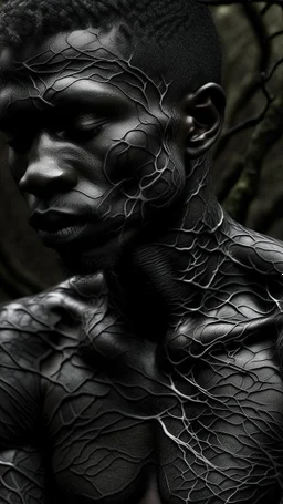black vein, human veins, mixing together a lot of them, like a forest, big and small veins a lot of them, a on black man
