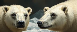 close up venusian ice bears with make up painted by Rembrandt