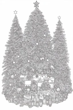 coloring page of a Christmas drawing, very detailed, A4, witte achtergrond. Geen sfeer, zwart wit.