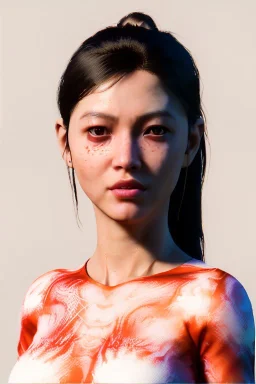 Ultra Realistic image, 25 years old madrid woman, portrait, small complexion, natural small busty, traditional Japanese body tattoo, jakuza style, put traditional Japanese mask, vibrant color, highly detailed, art stations, concept art, smooth, unreal engine 5, god rays, ray tracing, RTX, lumen lighting, ultra detail, volumetric lighting.