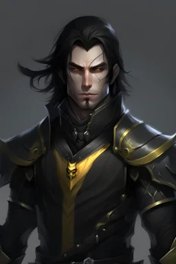 vampire male dark hair yellow eye rogue black leather armor