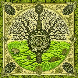 European pagan rune art with nature