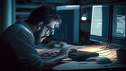 man working in a computer