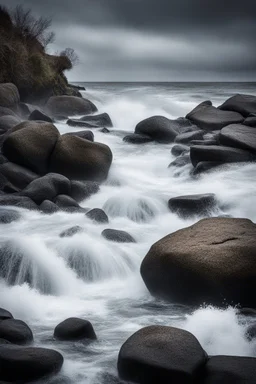 Le bruit de l’eau, froid, Éclabousse sur les rochers; Les poissons s’enfuient.