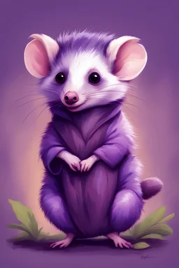 Purple opossum cute art
