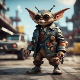 gremlins pimp with rocket boots, in the style of a fallout 4,bokeh like f/0.8, tilt-shift lens 8k, high detail, smooth render, down-light, unreal engine, prize winning