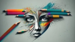 Artist, pencils,abstract ,creativity, face,logo,design