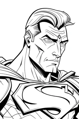 superman coloring page for kids, white background, clean line art, fine line art HD AR 2:3