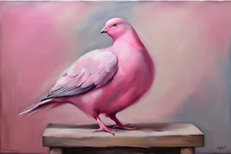 sitting pink Pigeon oil painting