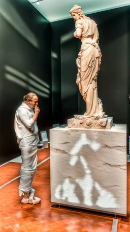 Aphrodite greek sculture, Shot on Canon EOS R5, 50mm lens, depth of field, shutter speed 1/ 1000, f/ 2. 8, white balance, 6000k. High resolution, realistic details, HDR efects, film grain, 8K. -–ar 2:3