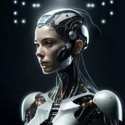 beautiful full-length cyborg thinks, neural network, photorealistic, perfect composition, cinematic shot, intricate details, hyper detail