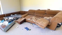 disassembled couch in living room