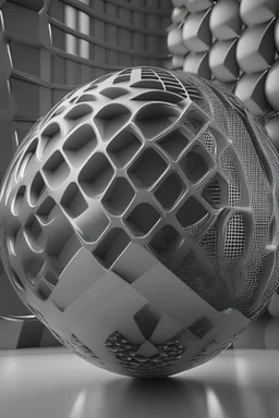 optical illusion 3D, monochrome, wireframe spheres, photorealistic, symmetric, high contrast, side light , modern, surreal, high resolution, octane render , unreal engine 5