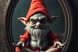 shiny yoga tradigrade gnome mage fat vampire semi transparent eyes in front of mirror