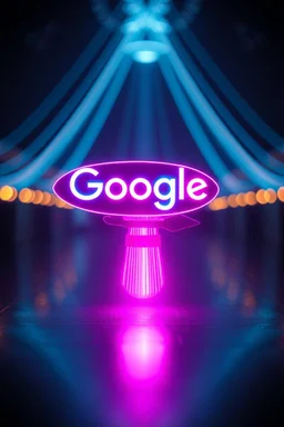 extremely sharp hypnotic soothing symbol in front of depth of field neon google airship effect